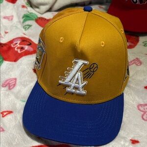 LA Embroidered Gold and Blue Baseball Cap